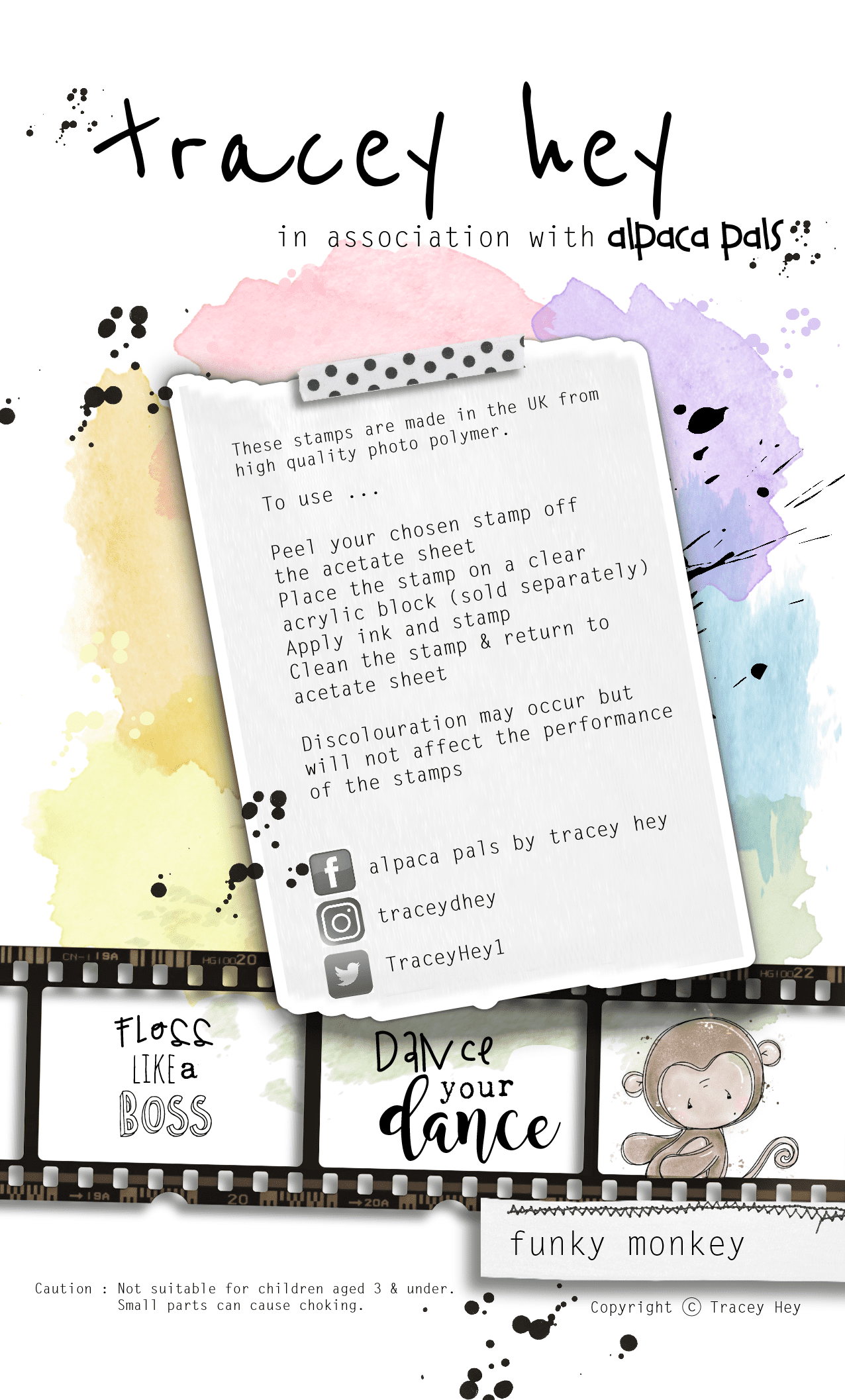 Tracey Hey "Funky Monkey" A6 Stamp Set - Image 2