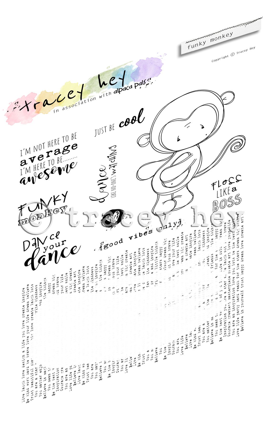 Tracey Hey "Funky Monkey" A6 Stamp Set