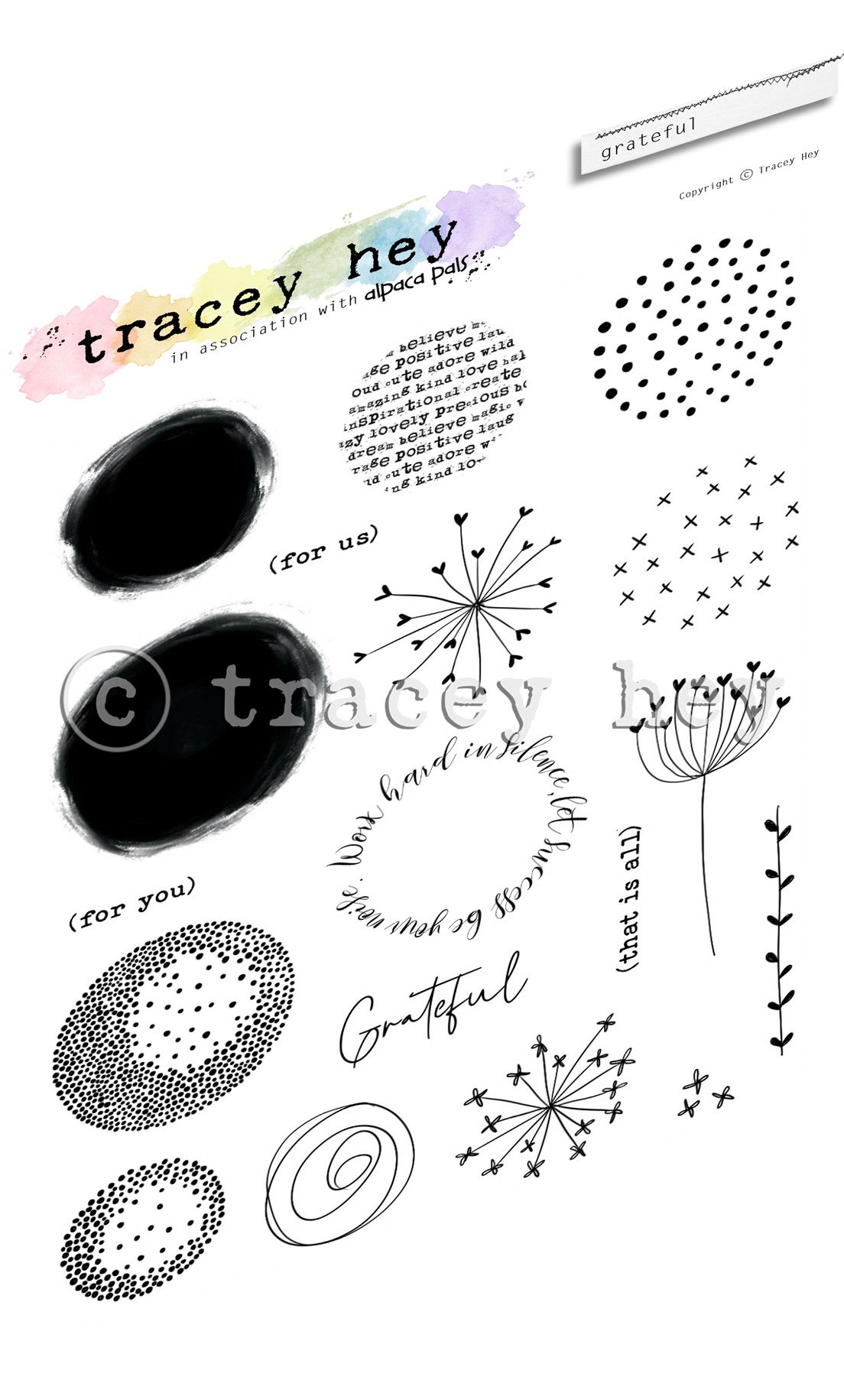 Tracey Hey "Grateful" A6 Stamp Set