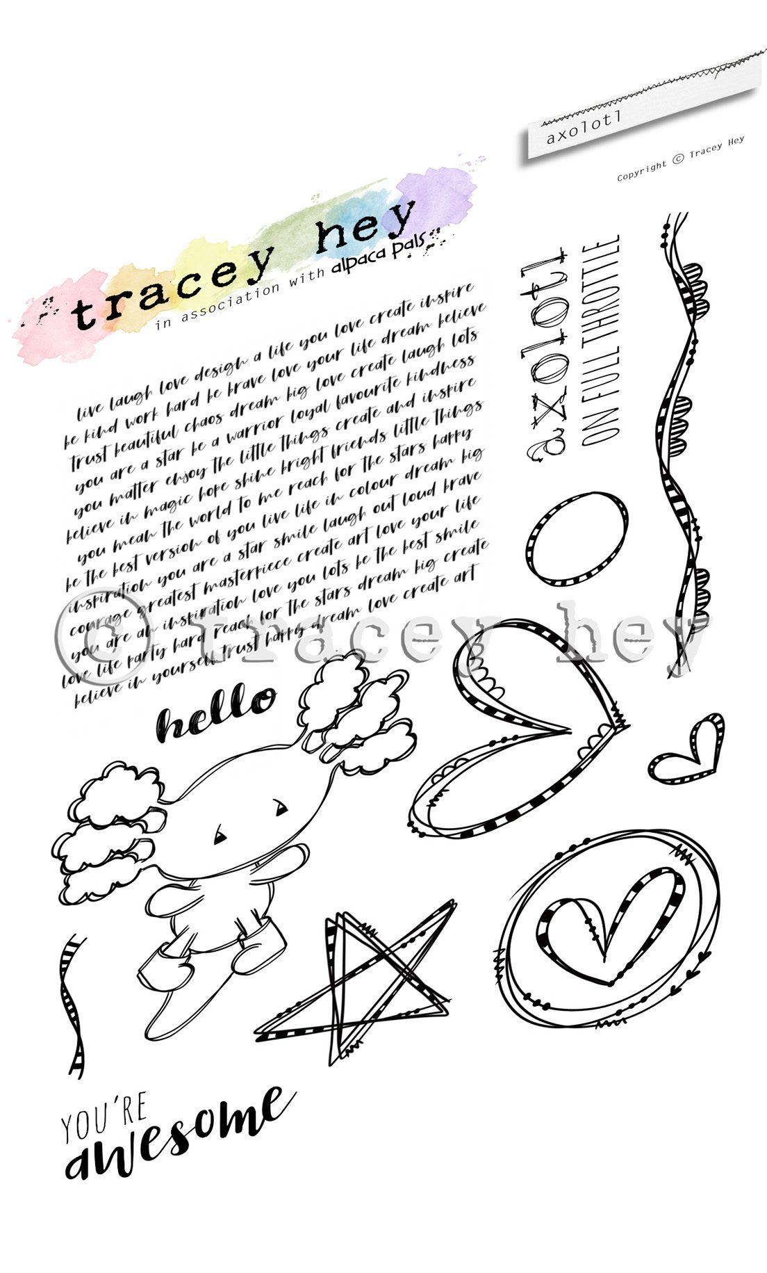 Tracey Hey "Axolotl" A6 Stamp Set