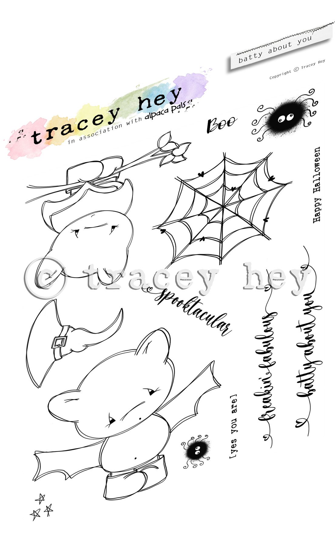 Tracey Hey "Batty About You" A6 Stamp Set