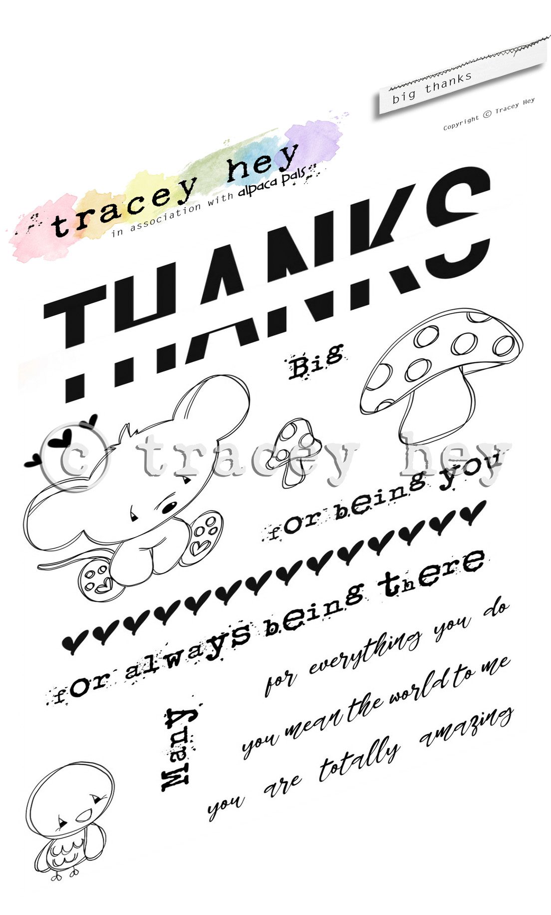 Tracey Hey "Big Thanks" A6 Stamp Set