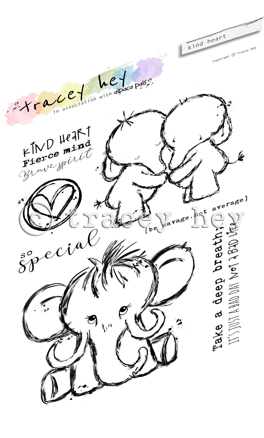 Tracey Hey "Kind Heart" A6 Stamp Set