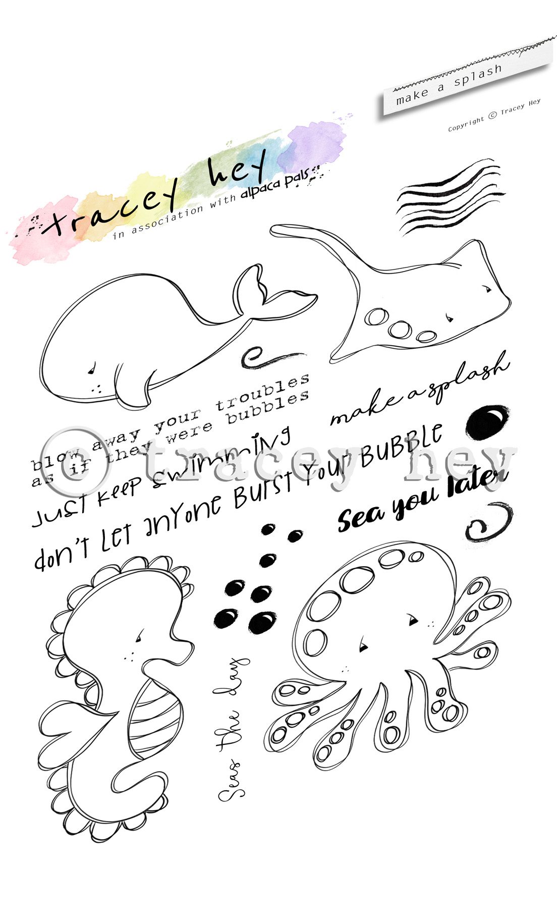 Tracey Hey "Make a Splash" A6 Stamp Set