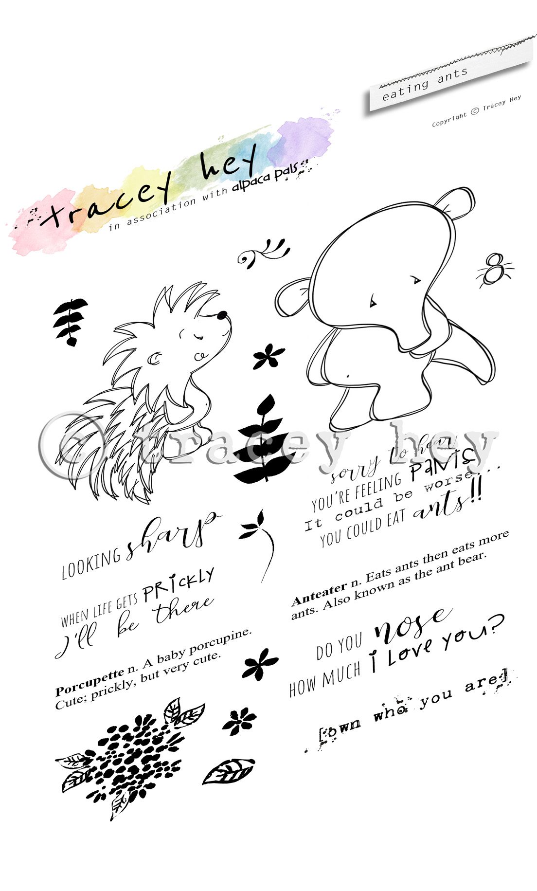 Tracey Hey "Eating Ants" A6 Stamp Set