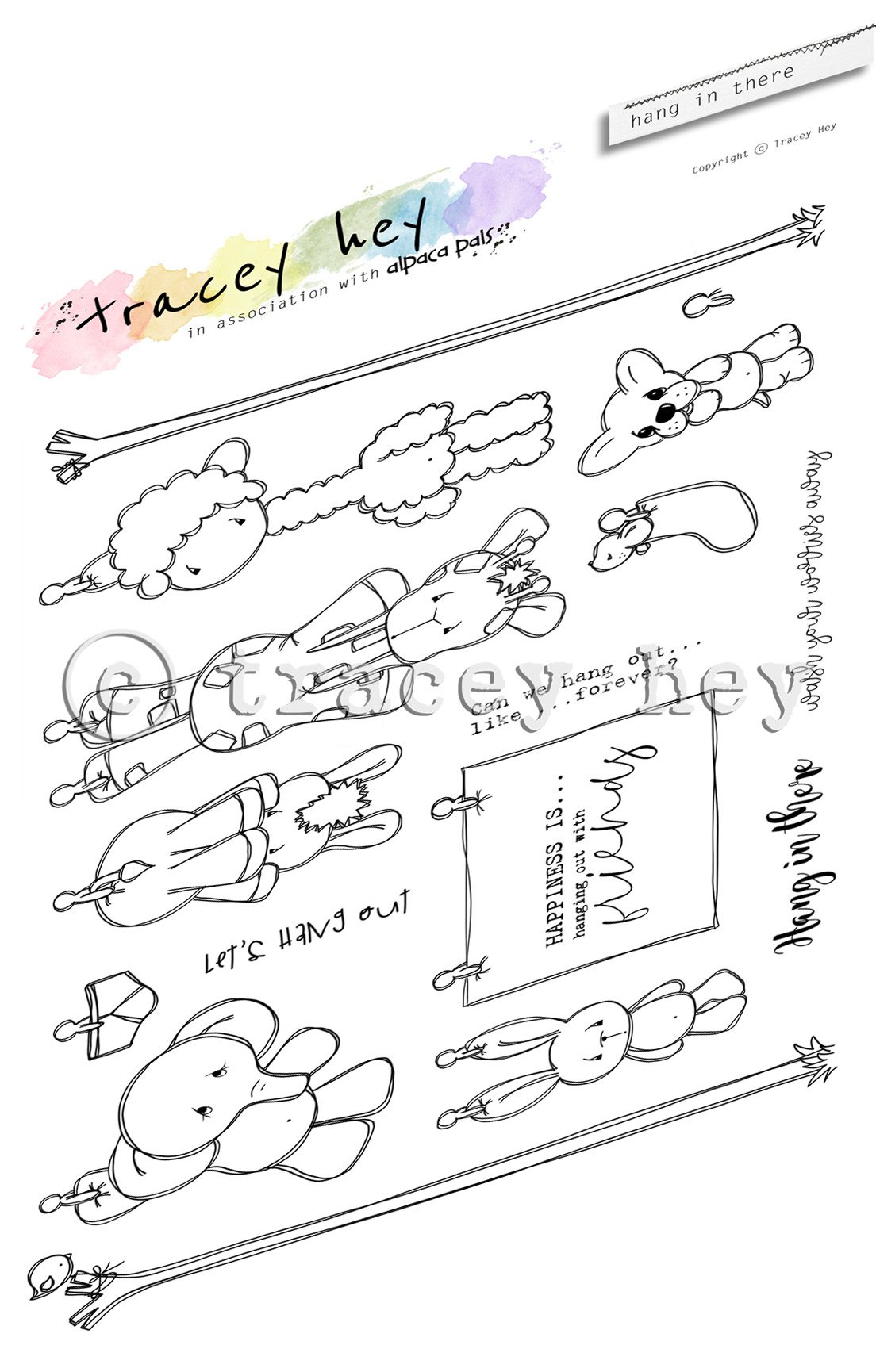 Tracey Hey "Hang In There" A5 Stamp Set