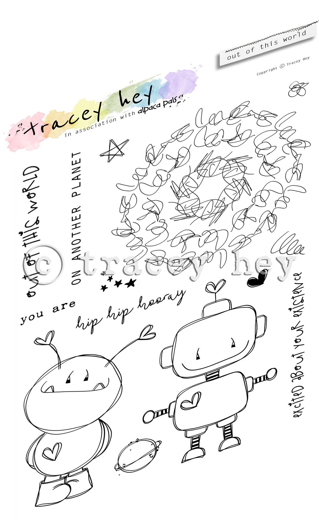 Tracey Hey "Out Of This World" A6 Stamp Set