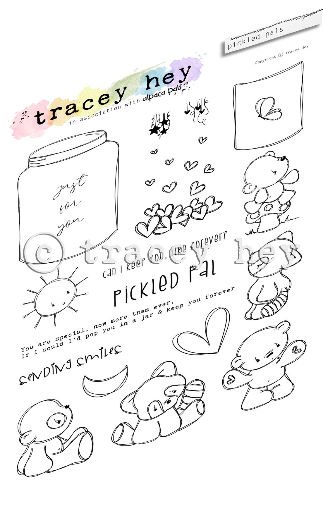 Tracey Hey "Pickled Pals" A5 Stamp Set