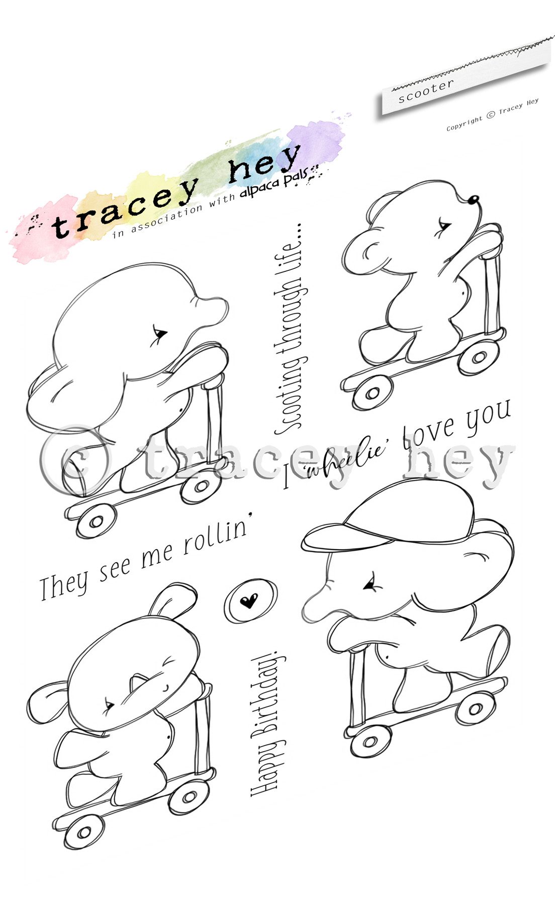 Tracey Hey "Scooter" A6 Stamp Set