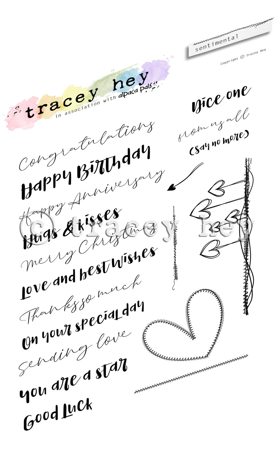 Tracey Hey "Sentimental" A6 Stamp Set