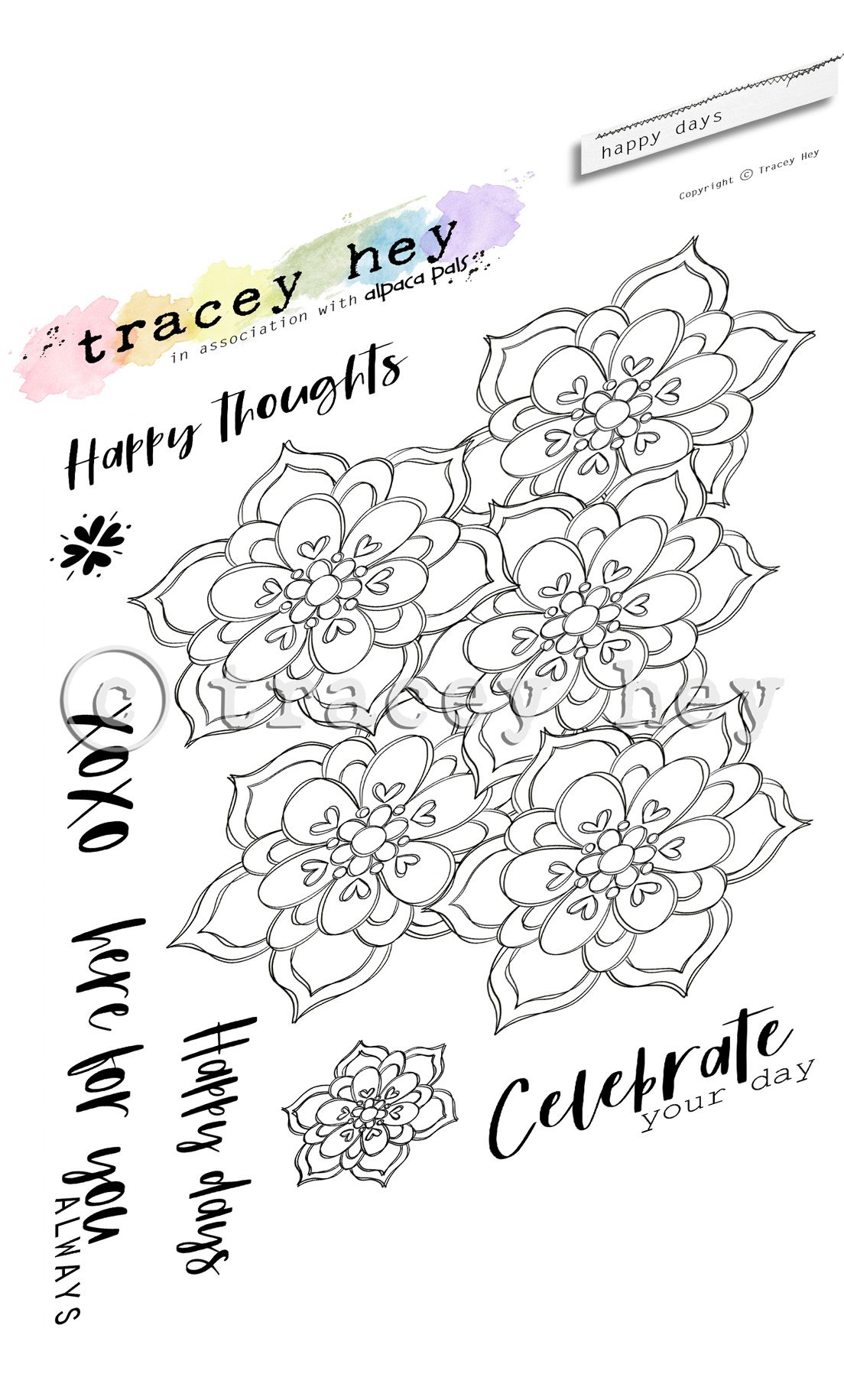 Tracey Hey "Happy Days" A6 Stamp Set