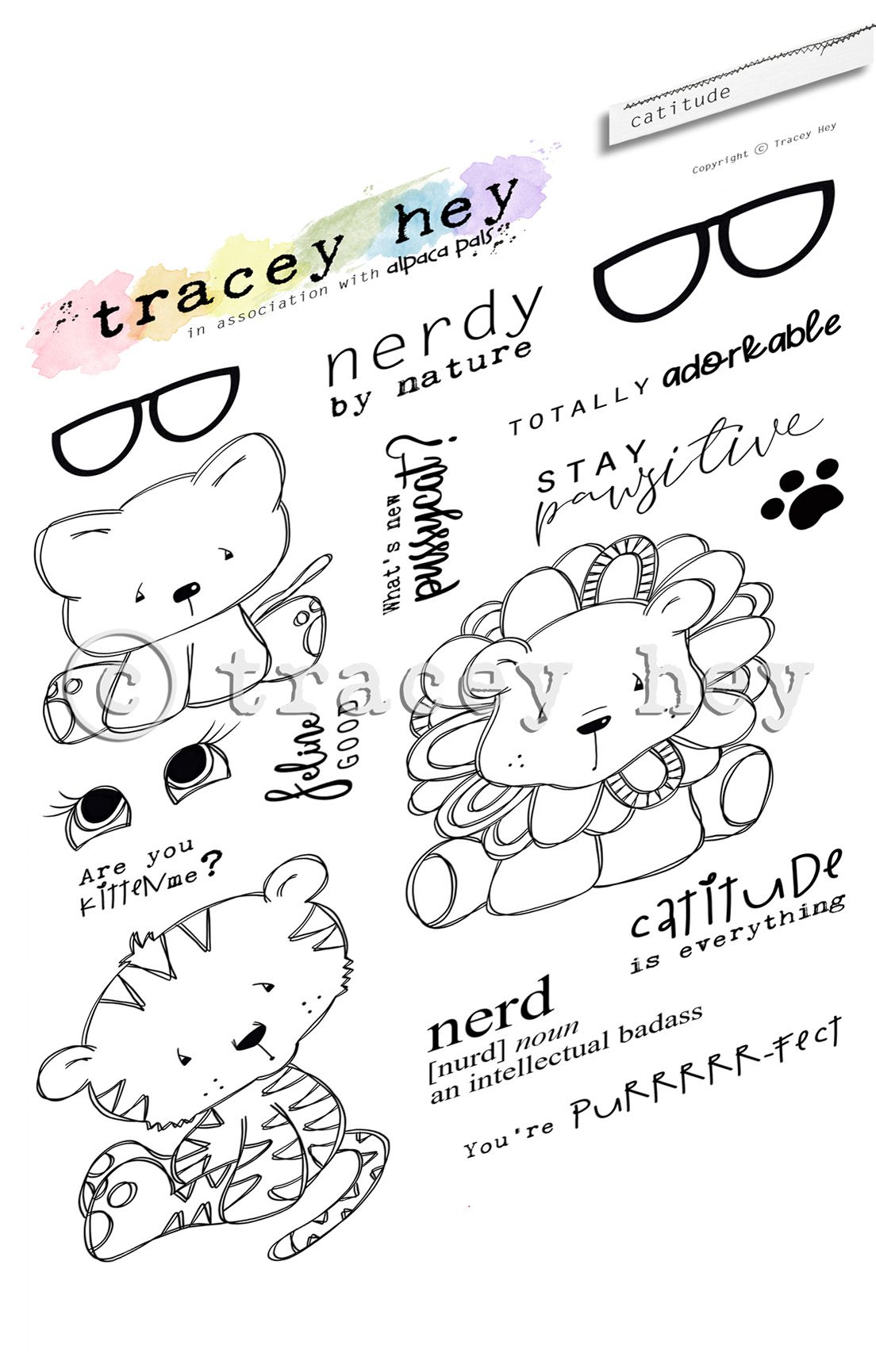 Tracey Hey "Catitude" A5 Stamp Set