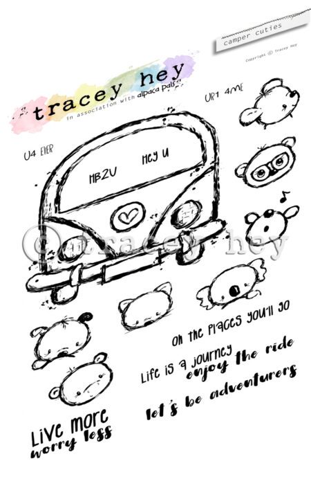 Tracey Hey "Camper Cuties" A5 Stamp Set