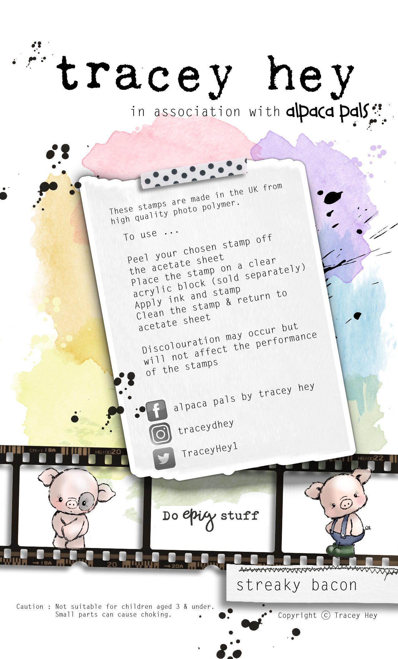 Tracey Hey "Streaky Bacon" A6 Stamp Set - Image 2