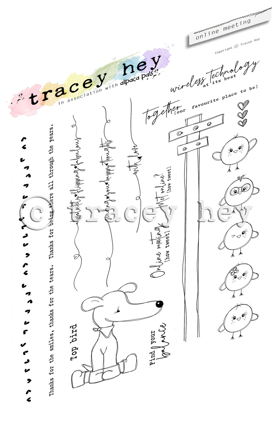 Tracey Hey "Online Meeting" A5 Stamp Set