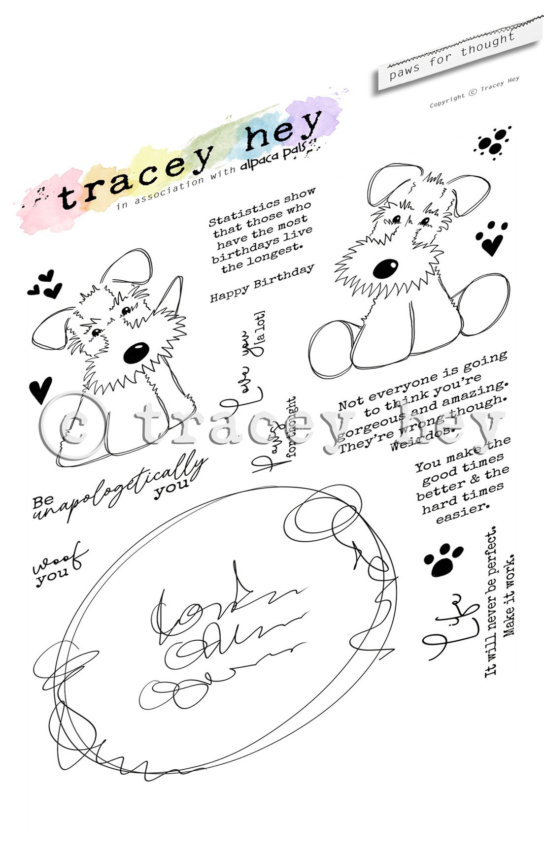 Tracey Hey "Paws For Thought" A5 Stamp Set