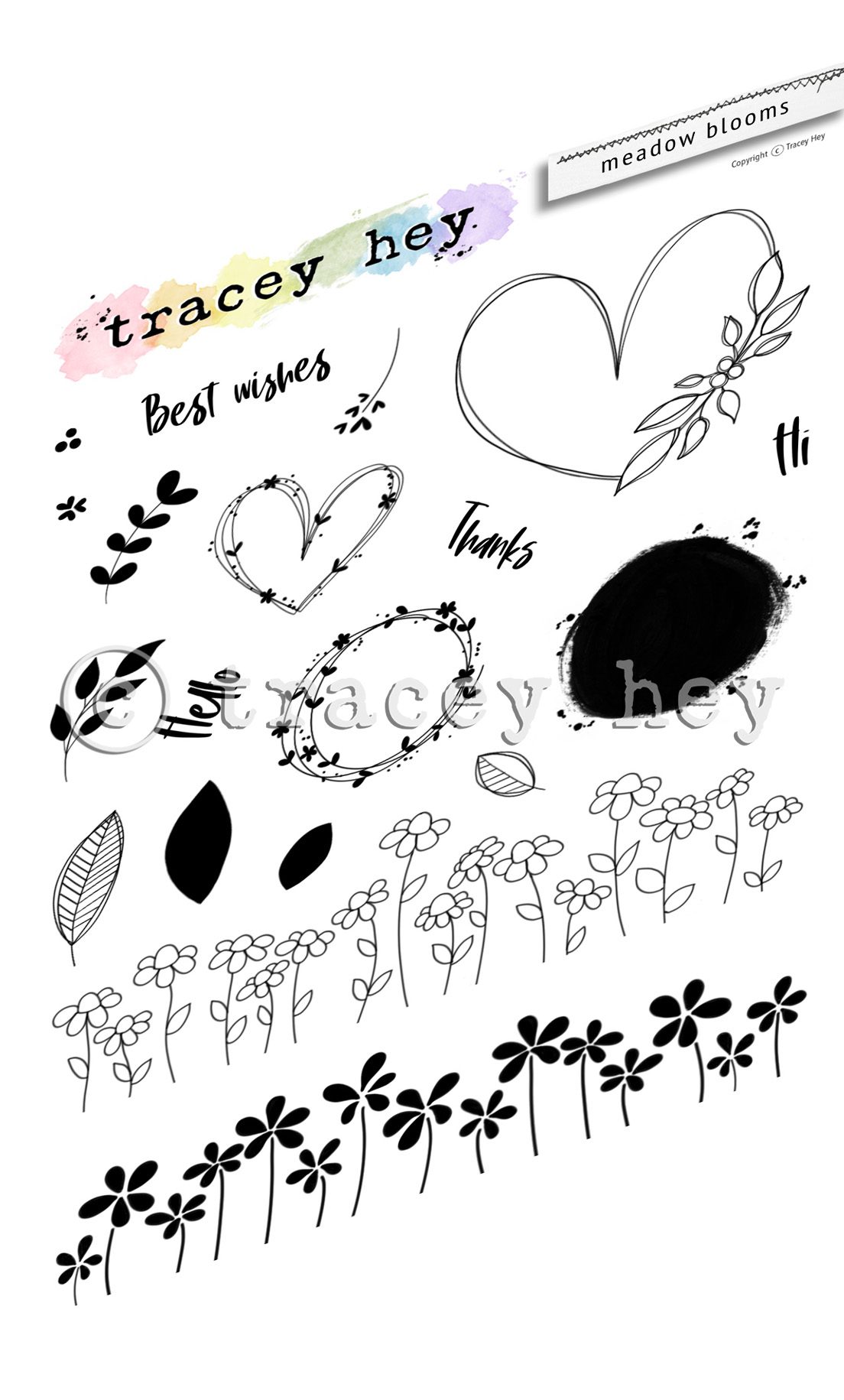 Tracey Hey "Meadow Blooms" A6 Stamp Set