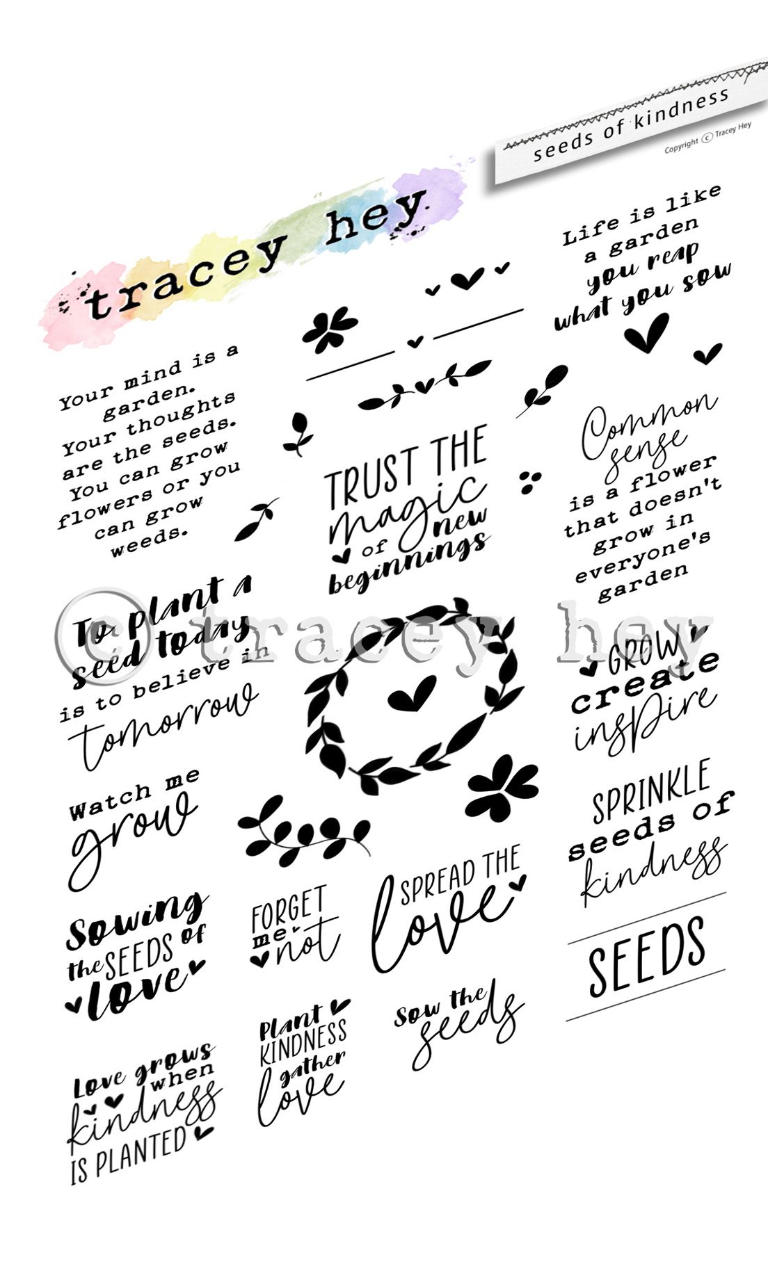 Tracey Hey "Seeds of Kindness" A6 Stamp Set