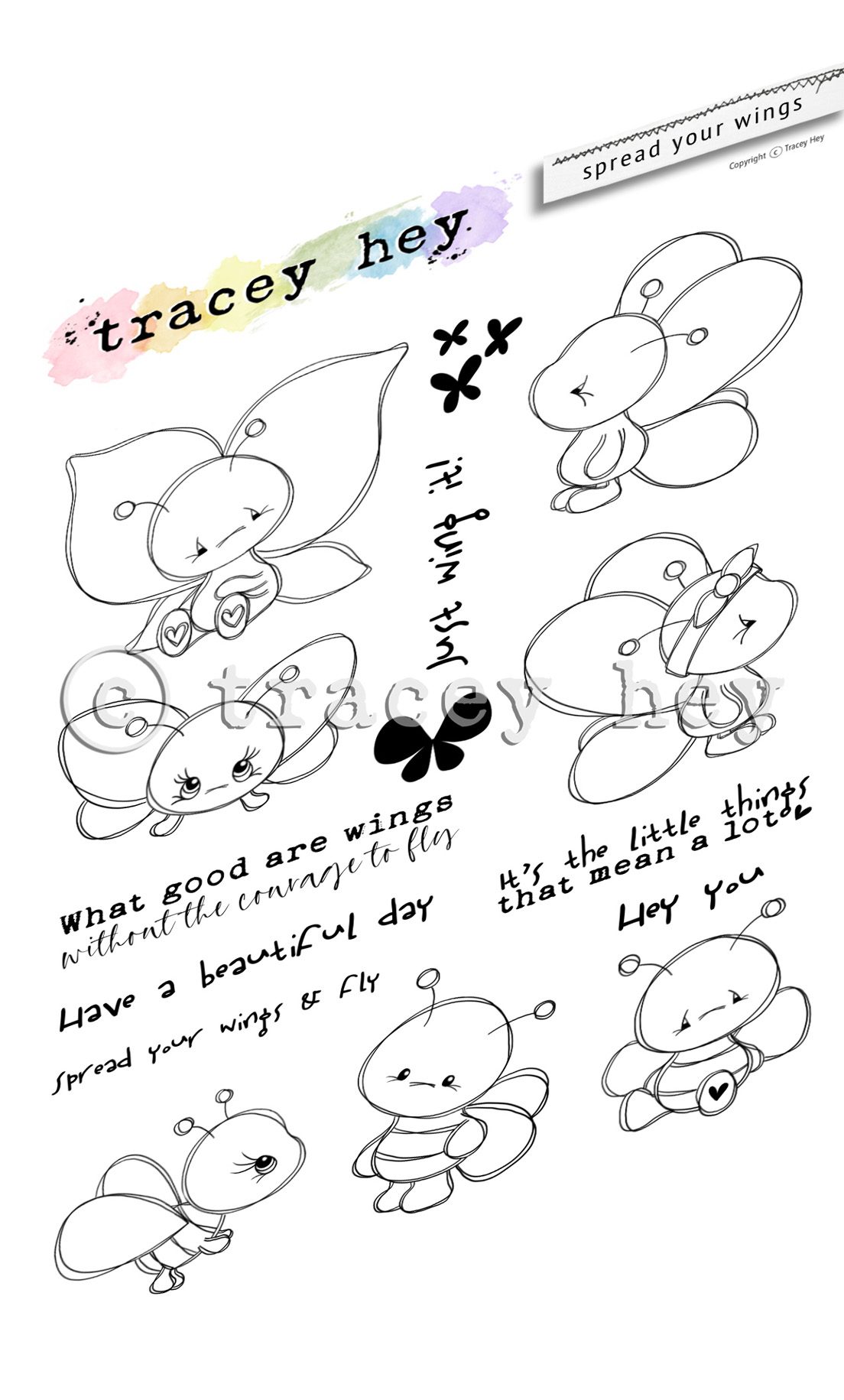 Tracey Hey "Spread Your Wings" A6 Stamp Set