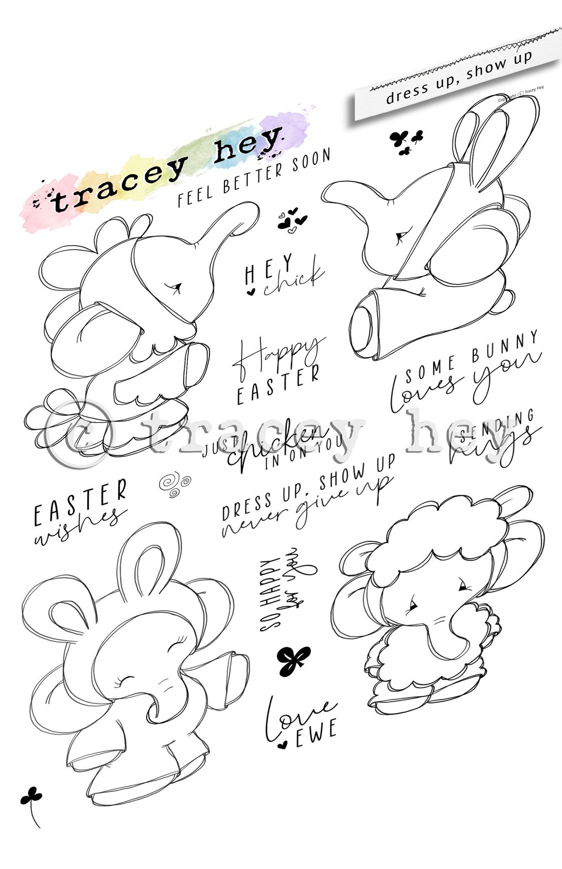 Tracey Hey "Dress Up, Show Up" A5 Stamp Set