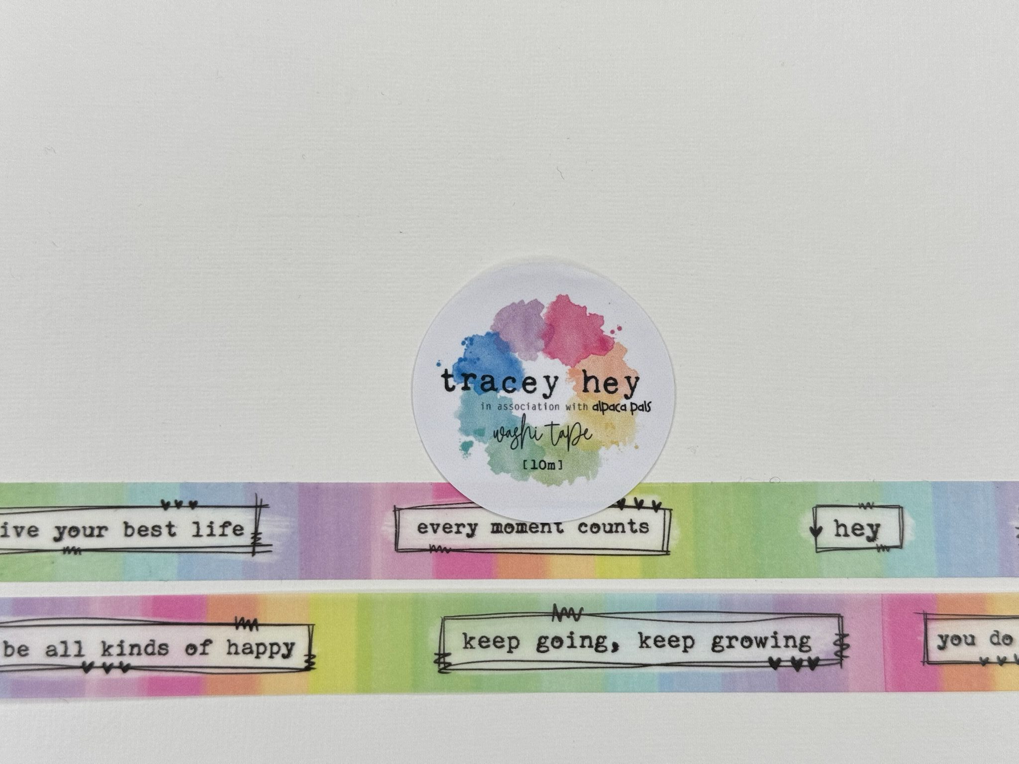 Tracey Hey Washi Tape - "Rainbow Sayings" 15mm