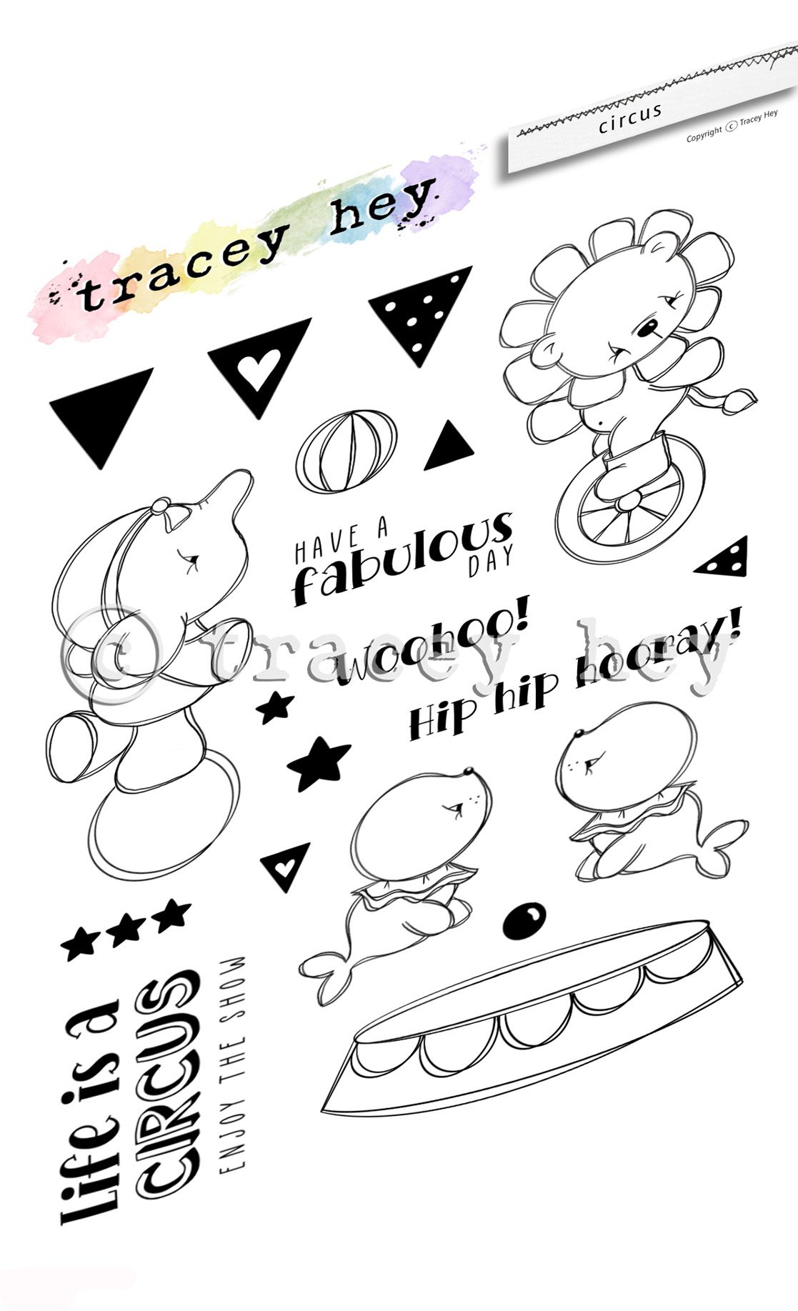 Tracey Hey "Circus" A6 Stamp Set