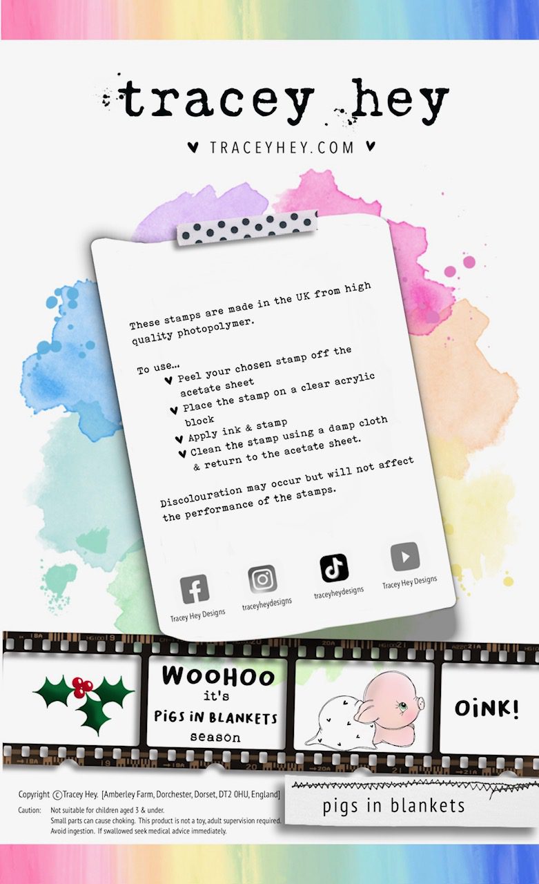 Tracey Hey "Pigs in Blankets" A6 Stamp Set - Image 2