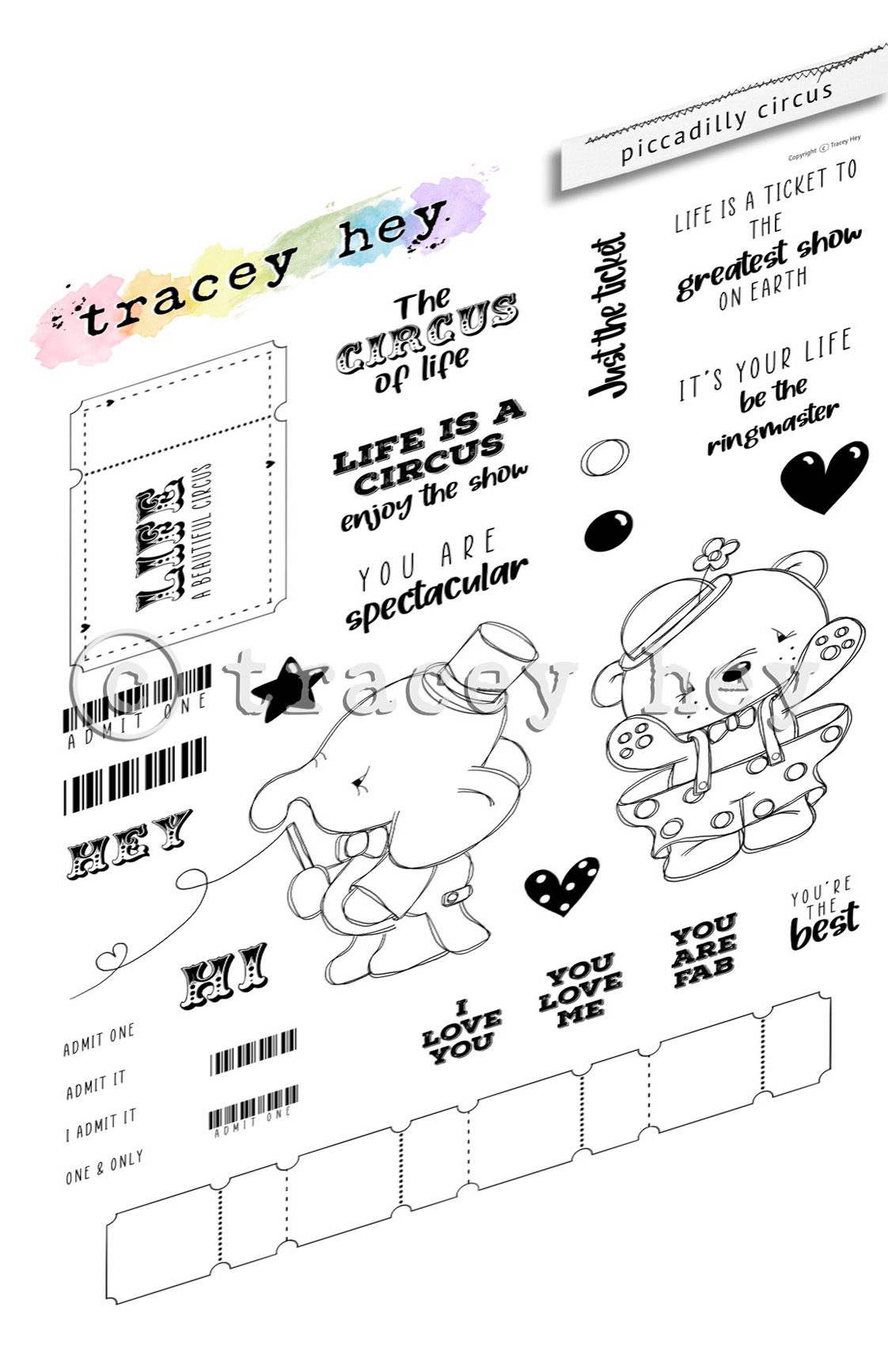 Tracey Hey "Piccadilly Circus" A5 Stamp Set