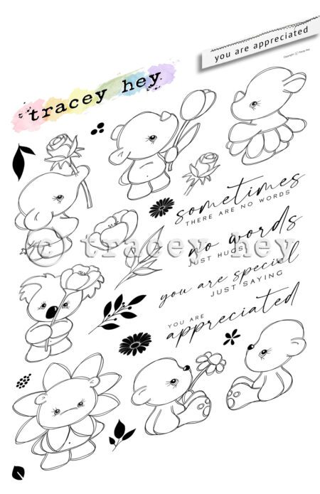 Tracey Hey "You Are Appreciated" A5 Stamp Set
