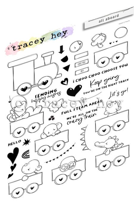 Tracey Hey "All Aboard" A5 Stamp Set