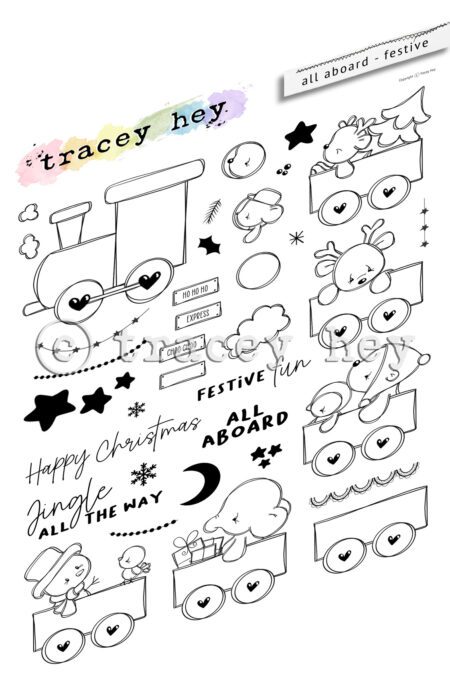 Tracey Hey "All Aboard- Festive" A5 Stamp Set